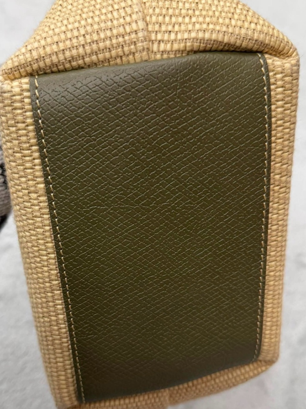 Longchamp Raffia Mini Tote with Olive Trim - Picture 5 of 6
